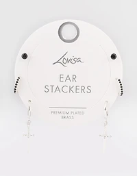 Silver Plated Brass  Cubic Zirconia Dagger Huggie Earrings Pack