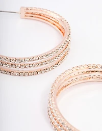 Rose Gold Triple Illusion Statement Hoop Earrings