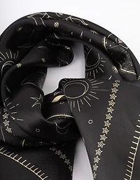 Écharpe en tissu noir à imprimé céleste