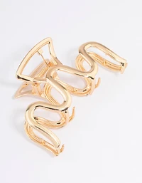 Gold Small Metal Wavy Claw Clip