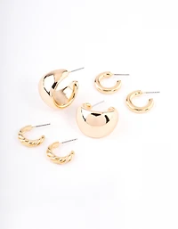 Gold Mixed Hoop Earring Pack