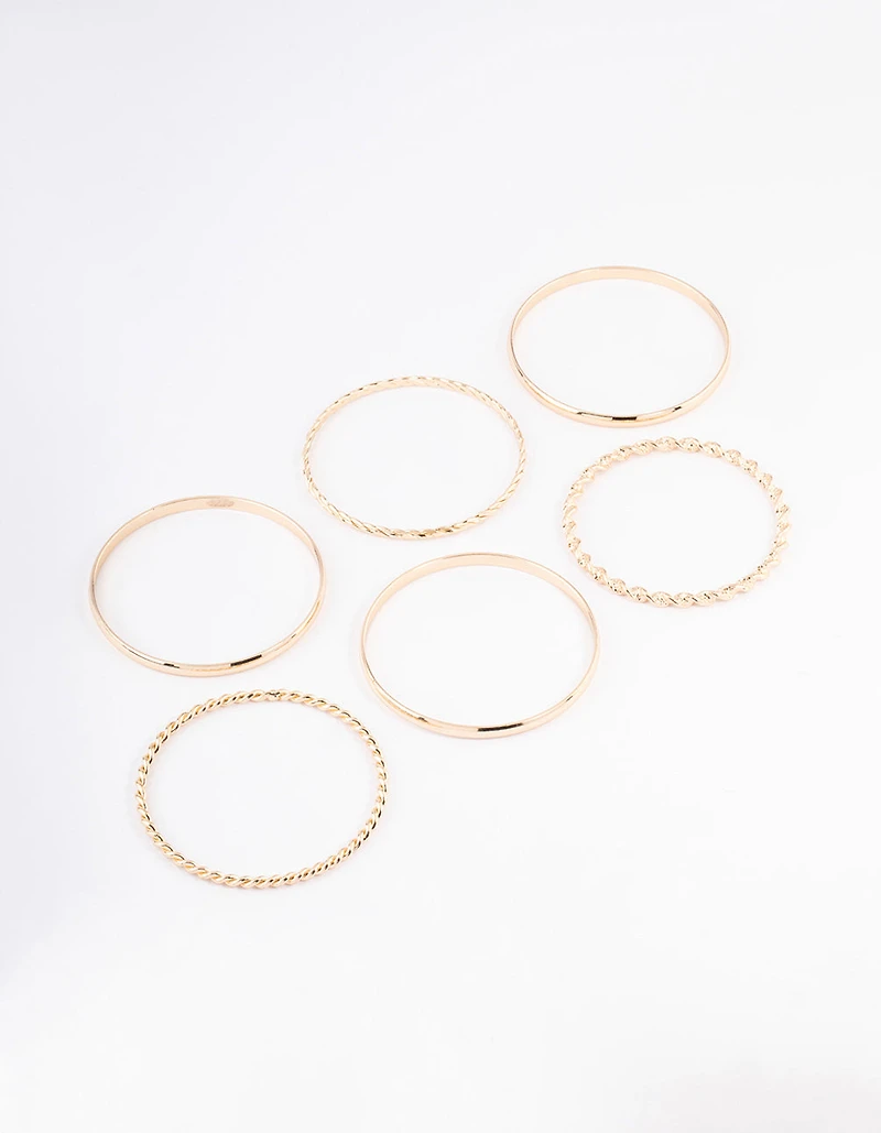 Gold Twisted & Plain Bracelet 6-Pack