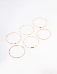 Gold Twisted & Plain Bracelet 6-Pack