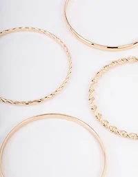 Gold Twisted & Plain Bracelet 6-Pack