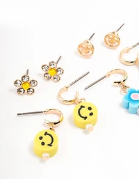 Gold Novelty Earrings 6-Pack