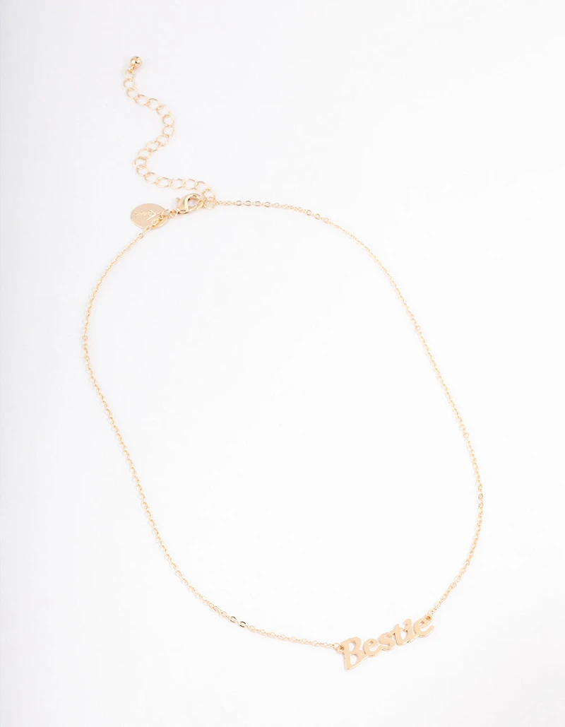 Gold Bestie Script Necklace