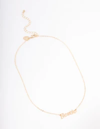 Gold Bestie Script Necklace