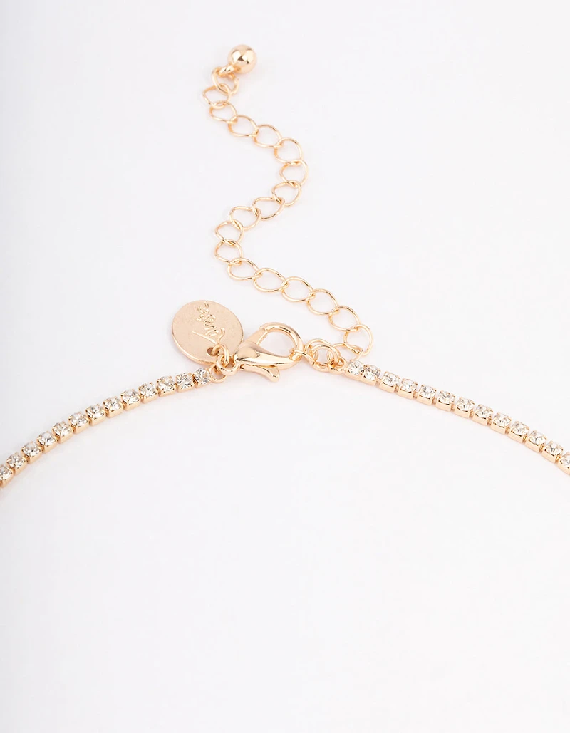 Gold Diamante Cupchain Butterfly Necklace