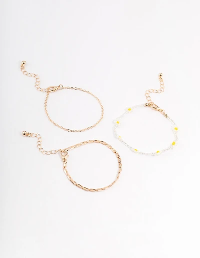 Gold Daisy Bracelet Pack