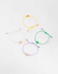 Gold Cord Heart & Smiley Bracelet 4-Pack