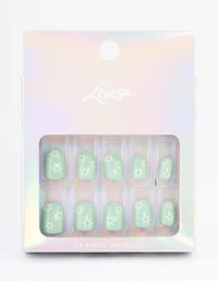 Tweens Mint Daisy Press On Nails