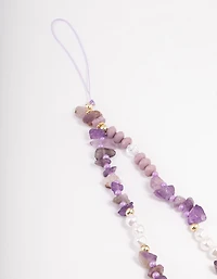 Amethyst Semi-Precious Stone Phone Strap