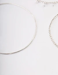 Silver Cup Chain Baguette Anklet Pack