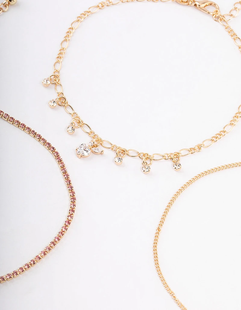 Gold Cup Chain Apple Anklet Pack
