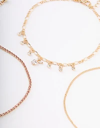 Gold Cup Chain Apple Anklet Pack