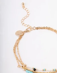 Gold Boho Evil Eye Anklet Pack
