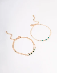 Gold Station Mixed Bead Anklet Pack