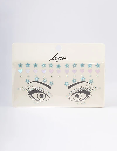 Acrylic Star & Heart Diamante Face Jewels