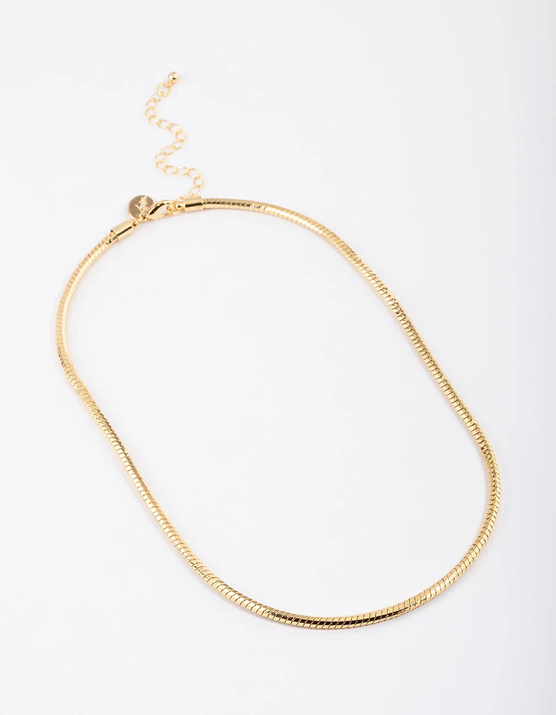 Gold Plated Brass Basic Box Chain Necklace