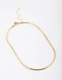 Gold Plated Brass Basic Box Chain Necklace