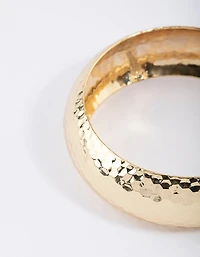 Gold Plated Brass Thick Basic Hammered Bangle