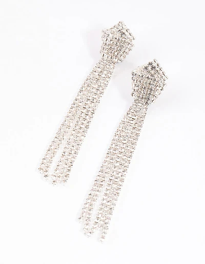 Silver Knot Cup Chain Drop Earrings
