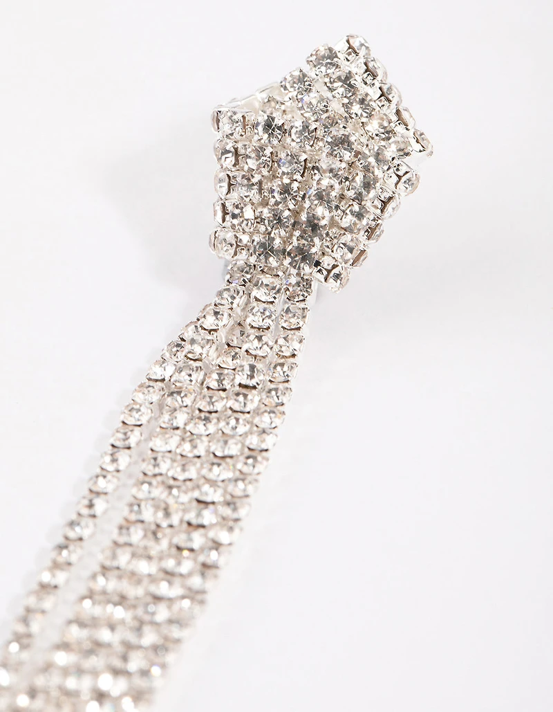 Silver Knot Cup Chain Drop Earrings