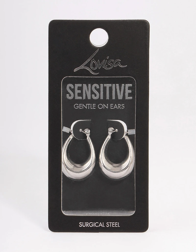 Boucles d’oreilles à cerceaux ovales larges en acier chirurgical