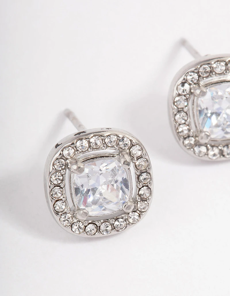 Surgical Steel Cubic Zirconia Rounded Stud Earrings