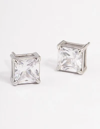 Surgical Steel Cubic Zirconia Cube Stud Earrings