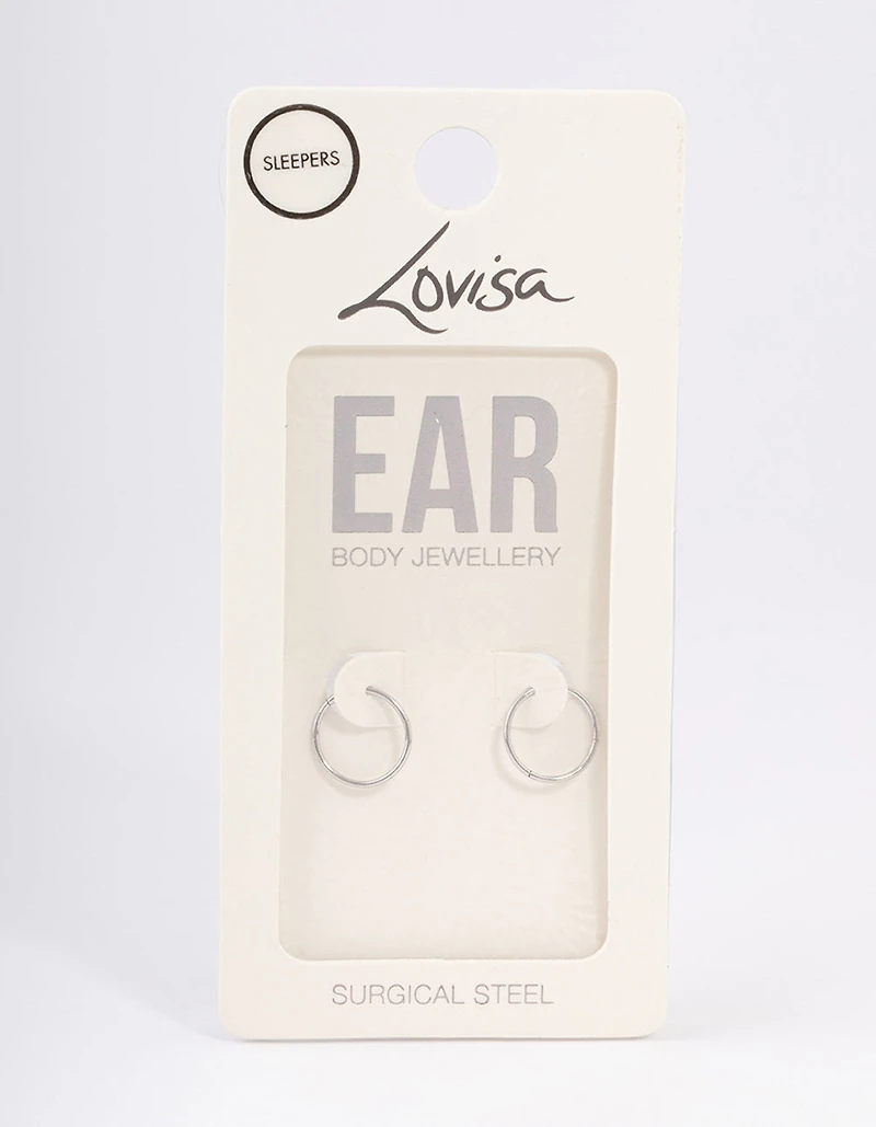 Surgical Steel Fine Sleeper Earrings 10mm