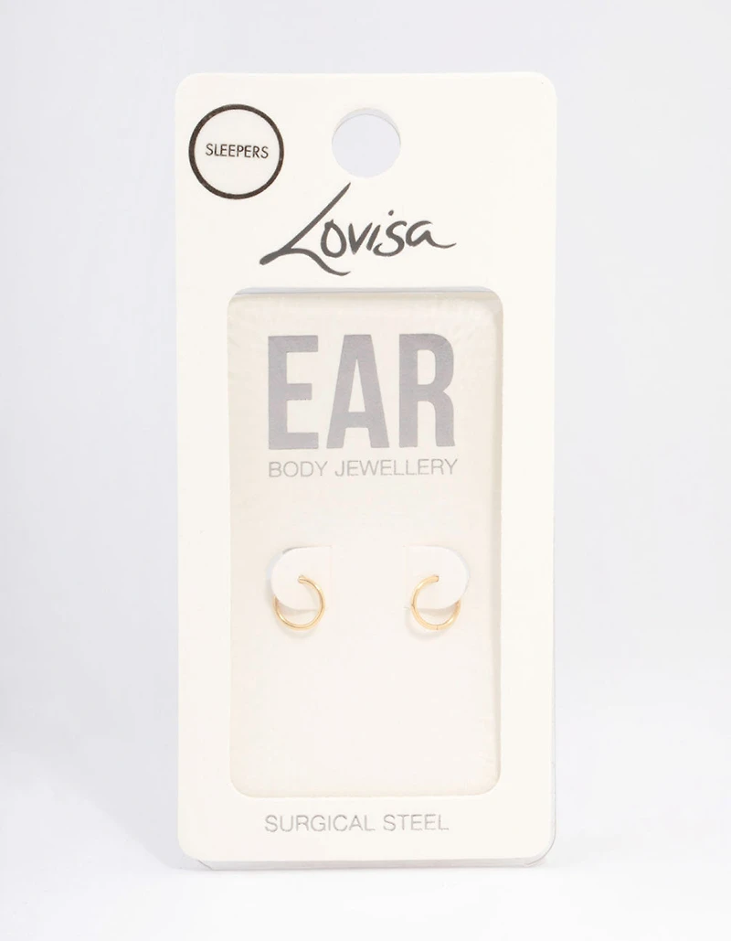 Gold Plated Surgical Steel Fine Sleeper Earrings 6mm