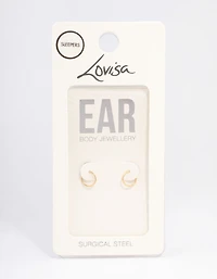 Gold Plated Surgical Steel Fine Sleeper Earrings 6mm