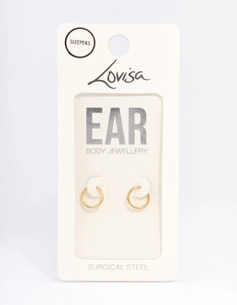 Gold Plated Surgical Steel Sleeper Earrings 8mm