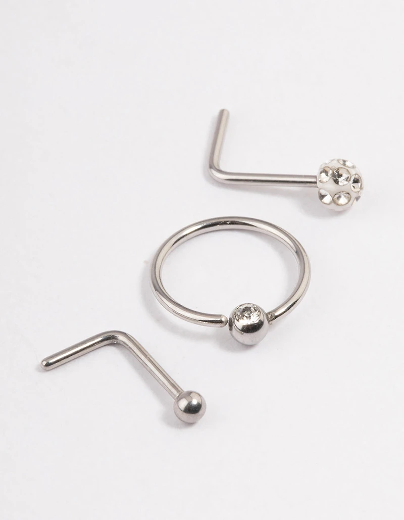 Surgical Steel Pave Ball Nose Stud Pack