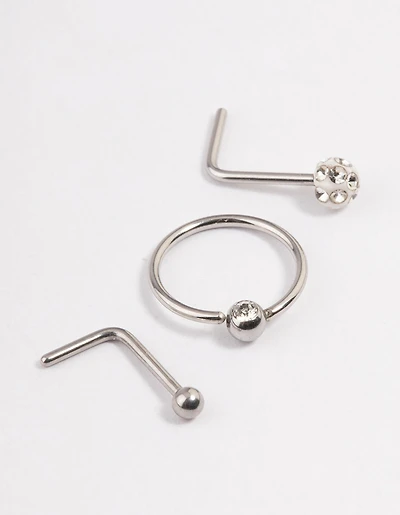 Surgical Steel Pave Ball Nose Stud Pack