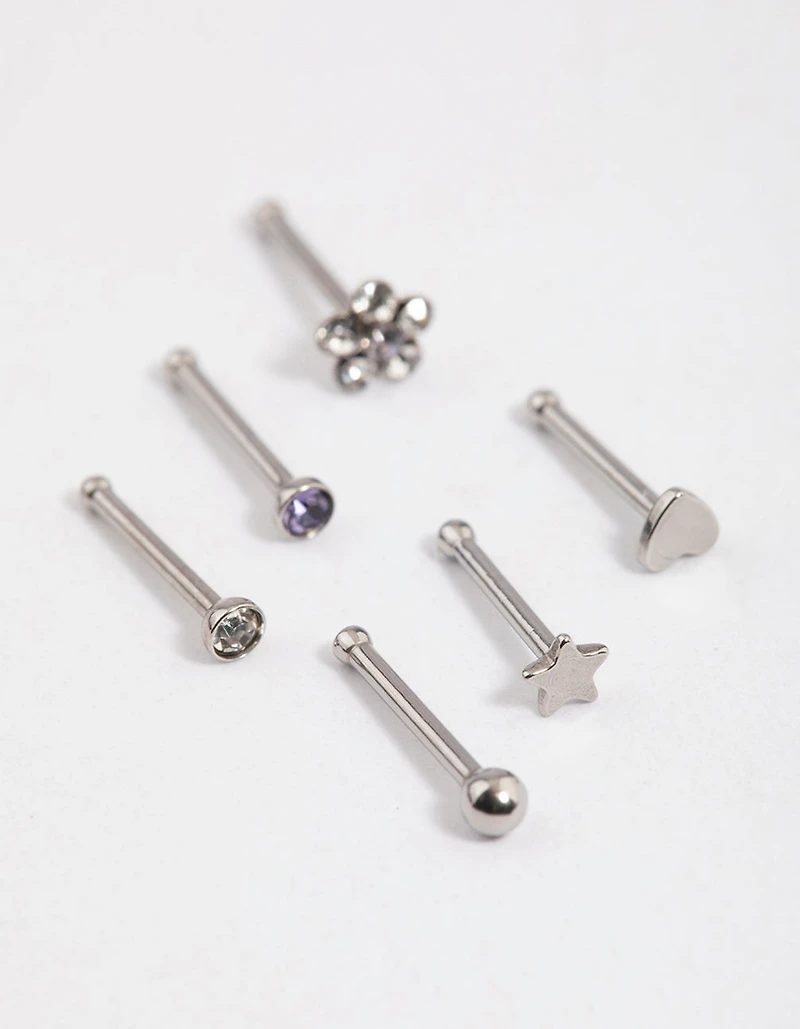 Surgical Steel Flower & Star Nose 6-Pack