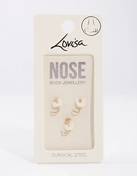 Gold Plated Surgical Steel Flower Nose Stud Pack