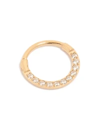 Gold Plated Titanium Cubic Zirconia Clicker Earring 7mm