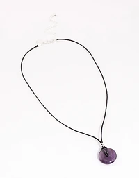 Silver Amethyst Donut Cord Necklace