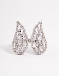 Silver Angelic Cubic Zirconia Wing Ring