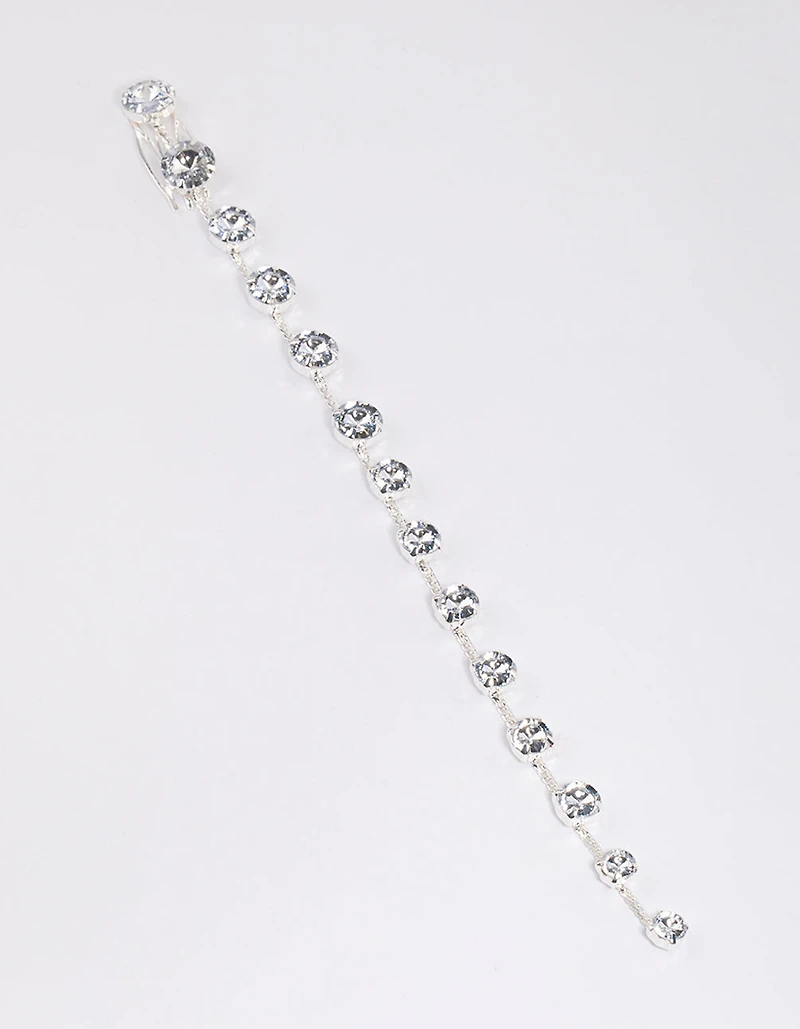 Silver Round Crystal Hair Clip