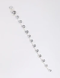 Silver Round Crystal Hair Clip