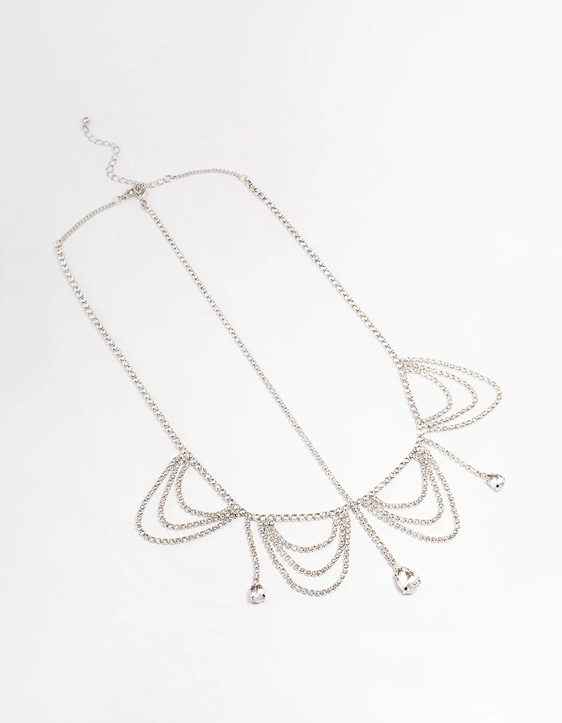 Silver Diamante Drape Head Chain