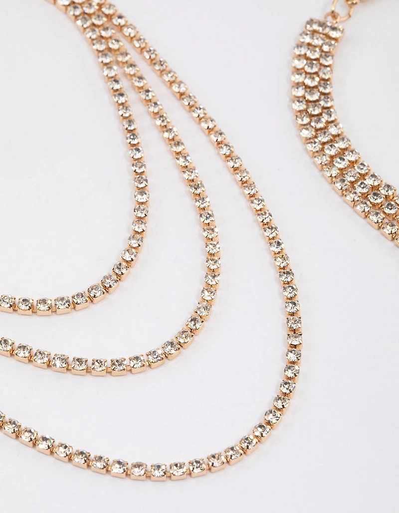 Gold Diamante Drape Anklet