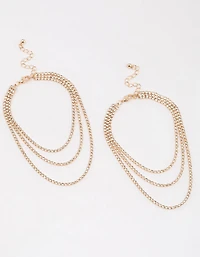 Gold Diamante Drape Anklet
