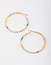 Gold Enamel Oversized Thin Hoop Earrings