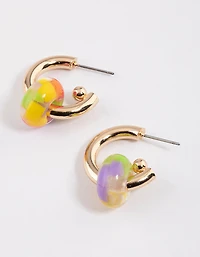 Gold Coloured Ball Hoop Earrings