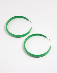 Green Coated Rubber Hoop Earrings