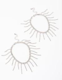 Silver Gradual Thin Cupchain Anklet Pack
